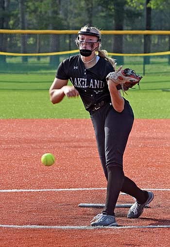 In this May 23, 2023 file photo, Saylor Timmerman pitches to the plate during a WIAA Division 2 regional semifinal game vs. Mosinee in Mosinee. Timmerman pitched in six different states this summer. (Photo by Brett LaBore/Lakeland Times)