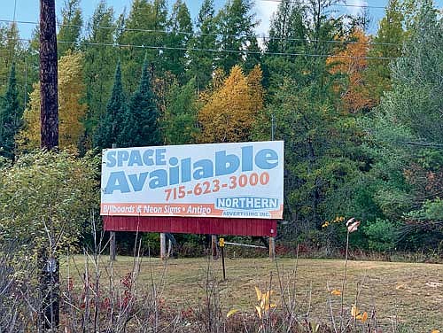 Pictured is the billboard on State Highway 17 South purchased by the City of Rhinelander last fall. Earlier this month, the city council voted to sell the billboard. (River News file photo)