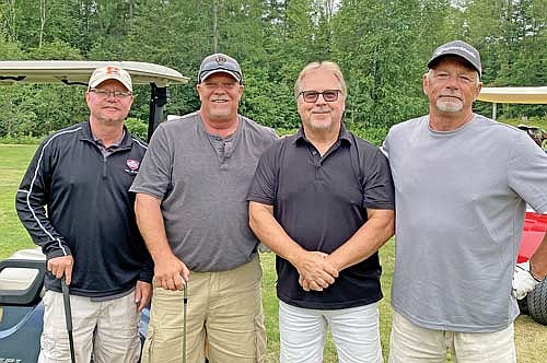 Men’s 18-hole co-champions from left, Jimmy Kivisto, John Wiersinski, Lee Leinon and Bill Trcka. (Contributed photograph)