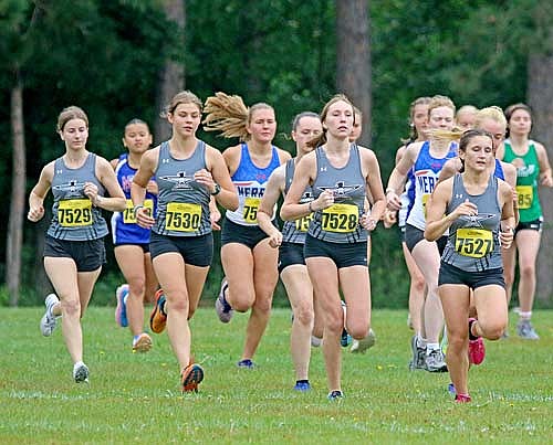 jThe Lakeland girls take off from the start line during the Hodag Invite Thursday, Aug. 24 at Rhinelander High School. (Photo by Jeremy Mayo/River News)