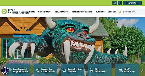Pictured is a screenshot of the homepage of the new City of Rhinelander website — located at www.rhinelander.wi.us — which is scheduled to go live on Sept. 6. (Submitted photo)