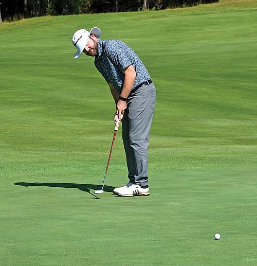 Brian Brodell attempts a putt at the ninth hole during the Wisconsin PGA Pro-Assistant Monday, Sept. 18 at Minocqua Country Club. (Photo by Brett LaBore/Lakeland Times)