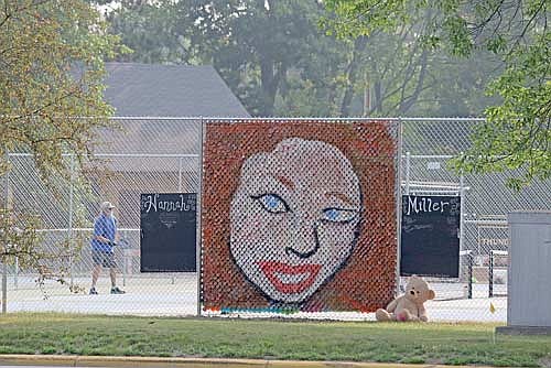 A group of volunteers spent approximately 25 hours creating this mural of Hannah Miller that was displayed on a fence at Rhinelander’s Pioneer Park back in July of 2021. Miller, 26, of Rhinelander, died as a result of a domestic violence homicide on June 30, 2021. Her former boyfriend, Christopher Terrell Anderson, is serving a life sentence for taking her life in a roadside shooting. (River News file photo)