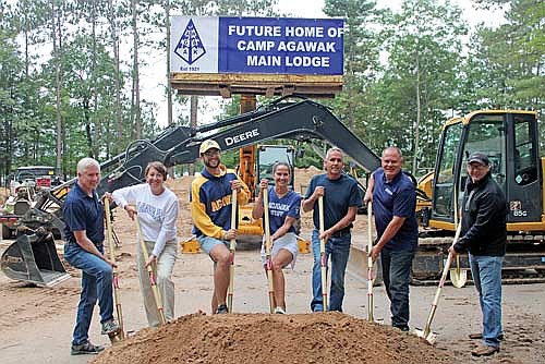 A groundbreaking was held for the reconstruction of Camp Agawak’s main lodge on Wednesday, Sept. 6, in Minocqua. Those present for the groundbreaking ceremony are, from left; Todd Van Natta, Van Natta Plumbing; Chris Garcia, Camp Agawak; Jacob Fried, Camp Agawak; Mary Stichert-Fried, Camp Agawak; Rob Nikolai, Nikolai Construction; Brad Larson, Nikolai Construction; Nate Block, Comfort Systems. (Photo by Trevor Greene/Lakeland Times)