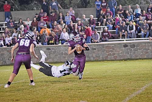 Hakken Berklund sacks Antigo quarterback Colton Thomae in the fourth quarter of a 19-7 win Friday, Sept. 22 at Schofield Stadium in Antigo. (Photo by Brett LaBore/Lakeland Times)