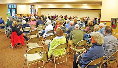 Approximately 80 people attended Monday’s public hearing at the Boulder Junction Community Center. (Photo by Brian Jopek/Lakeland Times)
