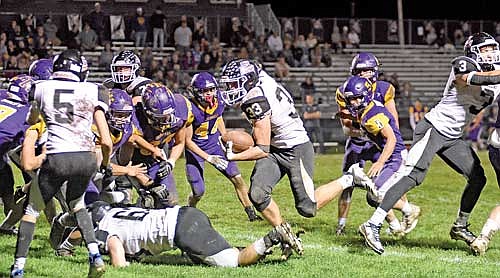 Noah Bruckner runs past the Ashland defense on his way to a touchdown in the fourth quarter of a 28-14 win Thursday, Sept. 28 at Oredocker Stadium in Ashland. Bruckner ran for two touchdowns in the fourth quarter to seal the win. (Photo by Brett LaBore/Lakeland Times)