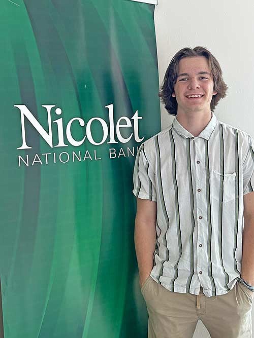 Rhinelander High School student Kaden Vanney works as a teller at Nicolet National Bank. (Submitted photo)