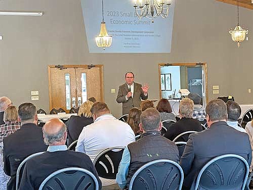 U.S. Rep. Tom Tiffany provided the keynote address at the Oneida County Economic Development Corporation (OCEDC) Northwoods Economic Summit Thursday, Oct. 5, 2023 in Rhinelander. (Photo by Heather Schaefer/River News)