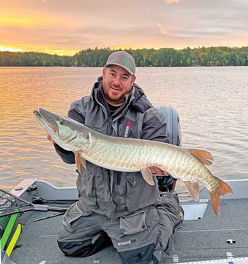 Kyle Froelich of Rhinelander holds his just over 42-inch musky caught on Little Arbor Vitae Lake. (Contributed photograph)