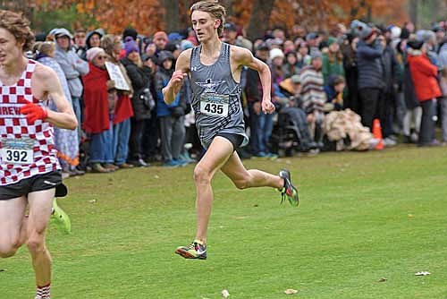 Ashton Bremer sprints to the finish line of the WIAA Division 2 State Cross Country Championship meet Saturday, Oct. 28 at The Ridges Golf Course in Wisconsin Rapids. Bremer placed 21st with a time of 16:43.5. (Photo by Brett LaBore/Lakeland Times)