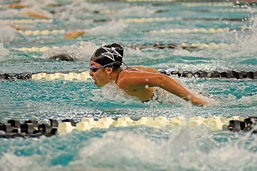 Olivia Mickle swims the butterfly stroke of the 200 IM during the WIAA Division 2 state meet Friday, Nov. 10 at Waukesha South Natatorium. Mickle set a new school-record time of 2:14.24. (Photo by Brett LaBore/Lakeland Times)