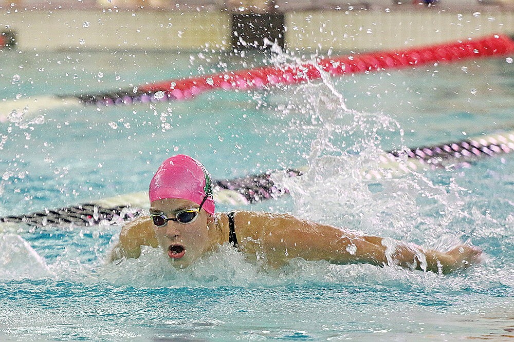 Rhinelander’s Karis Francis competes in the 100-yard butterfly during the WIAA Division 2 state championship in Waukesha Friday, Nov. 10. (Jeremy Mayo/River News)