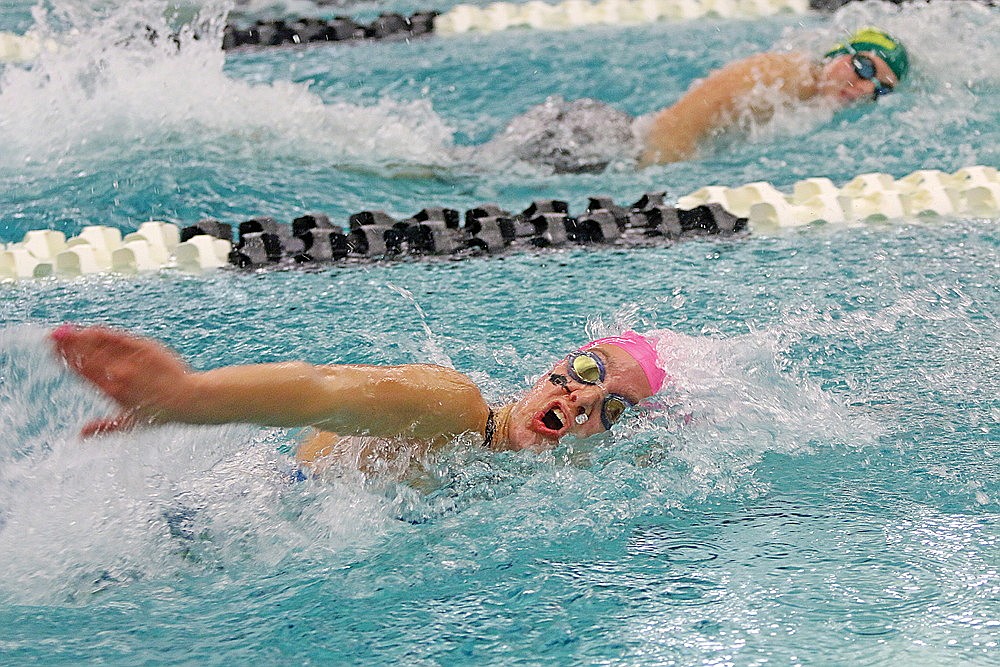 Rhinelander’s June Chiamulera competes in the 100-yard freestyle during the WIAA Division 2 state championship in Waukesha Friday, Nov. 10. (Jeremy Mayo/River News)
