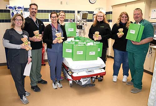 Park City Credit Union’s Rhinelander branch recently donated toys to Aspirus Rhinelander Hospital. Pictured, from left to right, are Terra Schmoeger, RN Manager ED/UC, OB, and House Supervisorss Dan Arndorfer, ED/UC Supervisor, Rachel Milkey, RN, Katie Behn, RN, Melinda Schultz, Park City Credit Union Rhinelander Branch Manager, Jenny Jorgensen, Park City Credit Union Lending Specialist and Rob Birk, PA. (Submitted photo)