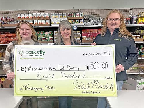 Pictured, from left to right, are: Tiki Krueger-Boehm (community engagement coordinator), Courtney Smith (Associate Executive Director of the Rhinelander Area Food Pantry) and Melinda Schultz (Rhinelander branch manager). (Submitted photo)