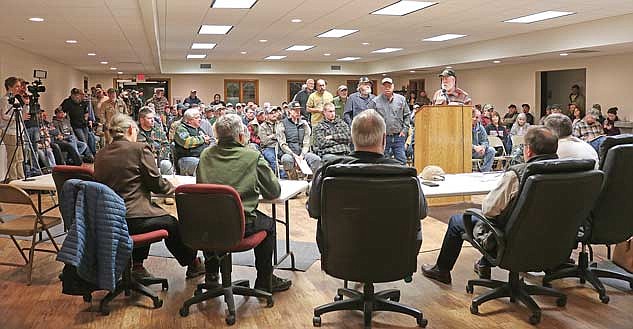 Well over 175 people attended last week’s listening session in Woodruff centered around the condition of the deer herd in Northern Wisconsin. (Photo by Beckie Gaskill/Lakeland Times)