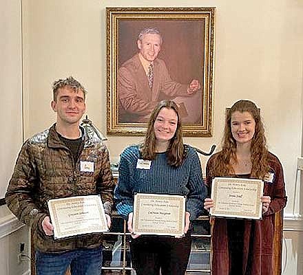 Scholarship recipients: Grayson Johnson, LaCrosse Margitan, Jenna Seidl. Not pictured: Kayle Johnson, Riley Mauzer. (Contributed photograph)