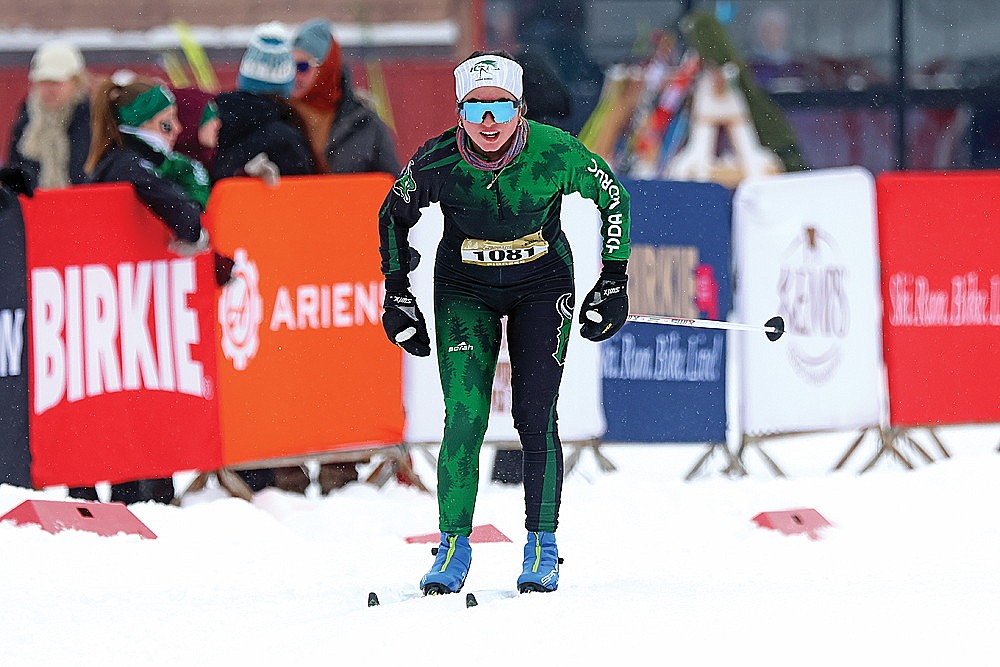 Rhinelander’s Brynn Teter heads to the finish line of the Seeley Hills Classic Nordic ski race in Cable Saturday, Jan. 13. Teter finished fourth in the high school girls’ division as Rhinelander placed second as a team. (Jeremy Mayo/River News)