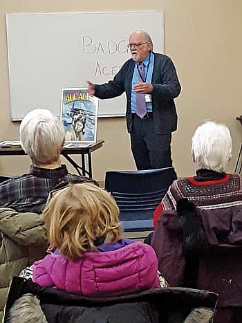 Wausau author Michael O’Connor talks about his book “Badger Aces” at the Minocqua Public Library on Wednesday, Jan. 17. (Contributed photograph)