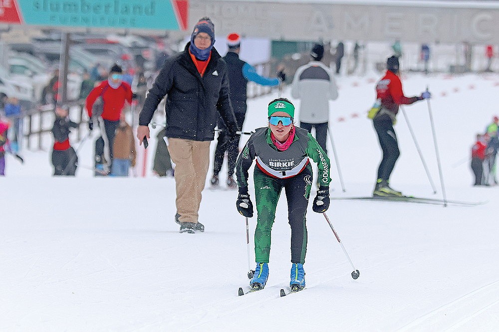 Rhinelander’s Brynn Teter takes off from the starting line of the WNSL Northern Conference race in Cable Tuesday, Jan. 23. Teter finished third overall in the girls’ race, covering a 6 1/2-kilometer classic course in a time of 27 minutes, 45.5 seconds. (Submitted photo)