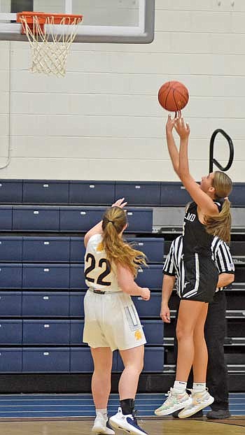 Alyssa Erickson makes a basket in the first half of a 69-27 win over Wausau West Monday, Jan. 29 at Wausau West High School. (Photo by Brett LaBore/Lakeland Times)