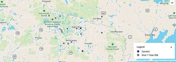 Several data points have been reported to Nitrate Watch by volunteers who have tested local water sources for nitrates. (Contributed image)