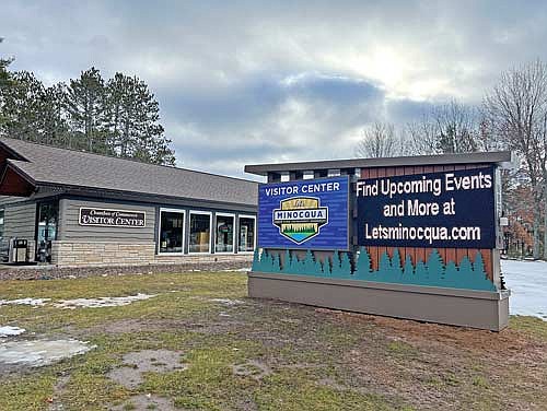 The Let’s Minocqua Visitors Bureau new electronic reader board display will feature local non-profit events on a rotating schedule. (Photo by Kate Reichl/Lakeland Times)