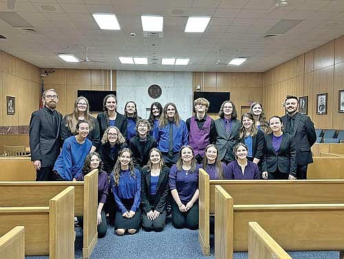 Pictured, from left to right, are (front row): Skye Jordan, Kyleah Hartman, Lena Timphus, Katelyn Piller, Sophia Pearson, Isabel Hartman. Middle row: Brynlei Kuhn, Peyton Clark, Alex Kniewel, Evan Fredrick, Seth Alsteen, Lucas Haselton, Wendy Fronk, Sophia Parish. Back row: Coach Steven Jopek, Eliza Rudis, Kate Ripple, Payton Seidl, Etayne White, Charlotte Shurtleff and coach Brevin Persike. (Submitted photo)