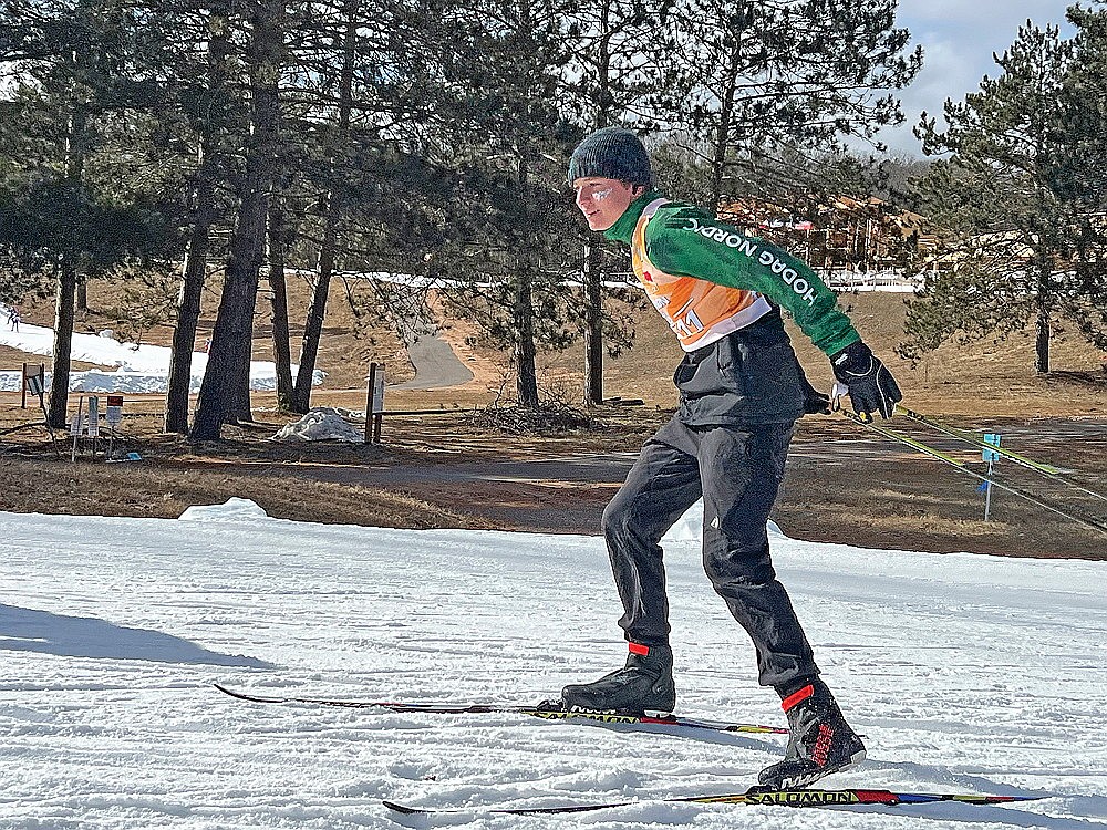 Rhinelander’s Iain Rumney skis in the Kortelopet Skate Elite Race during American Birkebeiner week in Cable Friday, Feb. 23. (Submitted photo)