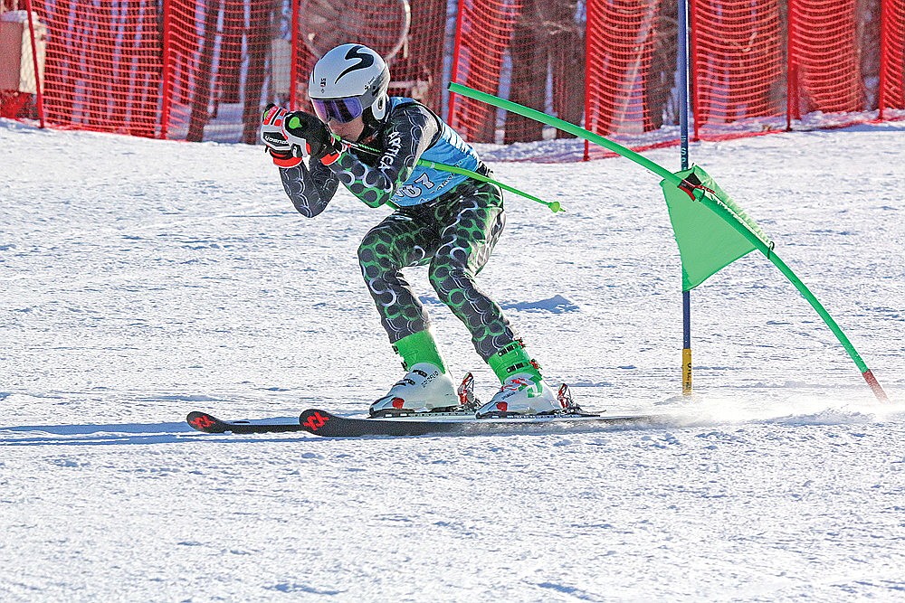 In this Jan. 25, 2024 file photo, Rhinelander’s Ben Olson competes in slalom during a WIARA Northern Conference ski race at Granite Peak in Wausau. Olson led the Hodag boys, taking fourth in the Northern Conference standings. (Jeremy Mayo/River News)