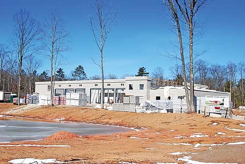 The new Lac du Flambeau fire station on State Highway 47 under construction on Thursday, March 21. (Photo by Brian Jopek/Lakeland Times)