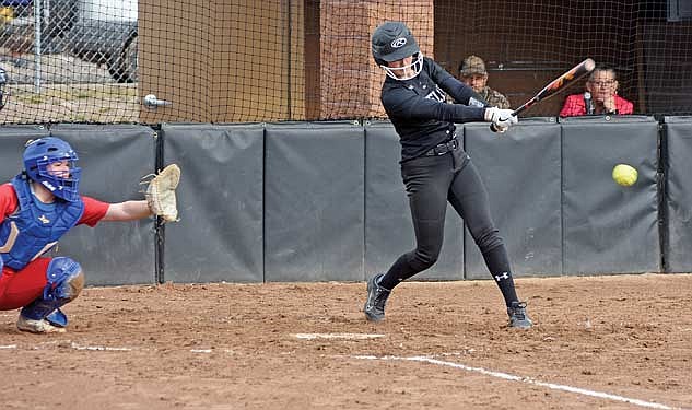 Addison Trapp swings the bat in a 5-1 win over Northland Pines Thursday, April 11 at Lenz Field in Minocqua. Trapp picked up her first career hit in the fifth inning. (Photo by Brett LaBore/Lakeland Times)