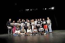 The Rhinelander High School drama department’s Jerry Award nominees recently posed for a photo in the school’s John and Dori Brown Performing Arts Center. Pictured in the front row, from left to right, are Skye Jordan, Evelyn Simonsen, Anna Stoxen, Piper Stinebrink, Chloe Felde. In the second row are Neil Rumney, Chloe Shepard, Elena Larson, Emily Koniar, Olivia Fleury, Julia Gerdes, Zachary Fernandez (holding Hailey Mickelson’s nomination). In the back row are Roddy MacMillan, Kristin Higgins, Iain Rumney, Kris Harris, Mason Logan, Kameron Christian, Devon Schlieder and Cindy White. (Submitted photo)