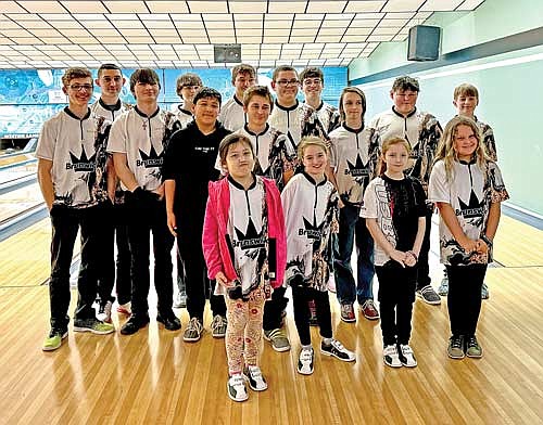 Bowlers pictured, front from left, are Kaylena Waterman, Abby Basler, Madeline Volpe, Onyx Jacobi; middle row, Bryson Waterman, Mason Ward, James Welch, Trent Thoms, Skylar Johnson, Gavin Pockat; back row, Nicholas Waller, Ronnie Hilmer, Cody Harris, Tyler Fadroski, Talon Haling and Talan Pockat. (Contributed photograph)