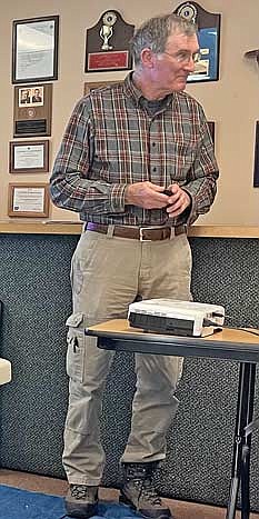 Richard Phillips fields a question from a town resident during his presentation on hazardous wake/enhanced wake ordinances during the May 8 meeting of the Lake Tomahawk town board. (Photo by Brian Jopek/Lakeland Times)