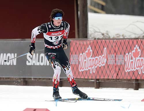 In this March 3, 2024 file photo, Leo Rotar comes to the finish line in the Wisconsin Nordic Ski League Distance Championships at Birkie Trailhead in Cable. Rotar scored 52 points for 13th place in the individual state championship standings. (Photo by Jeremy Mayo/River News)