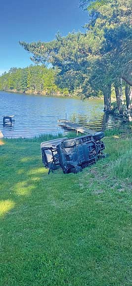 The above photo shows damage to done to a golf cart belonging to the Rhinelander Country Club in a vandalism incident last week. (Submitted photo)