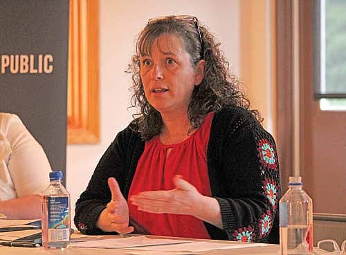 Oneida County and Town of Crescent clerk Tracy Hartman speaks to the state’s electoral process during a seminar hosted by the non-profit Keep Our Republic Thursday, June 6, in Woodruff. (Photo by Trevor Greene/Lakeland Times)
