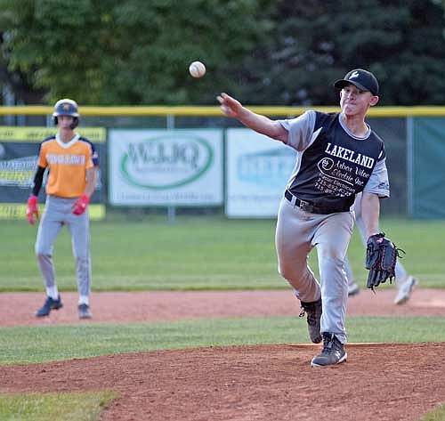 Garrison Jacques pitches to the plate in the fourth inning against Tomahawk Thursday, June 13 at Tyler Kahle Memorial Field in Tomahawk. (Photo by Brett LaBore/Lakeland Times)