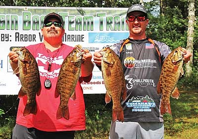 Robin Pester and Kacey Meyer won the day on Lake Nokomis with a five fish limit weighing in at 17.10 pounds. (Photo by Beckie Gaskill/Lakeland Times)