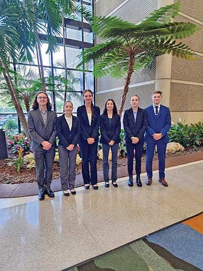 Pictured, from left to right, are Lucas Haselton, Alyssa Smits, Kate Ripple, Cassie Burke, Skylar Cleveland and Payton McCue. The six Rhinelander students recently participated in the Future Business Leaders of America (FBLA) National Leadership Conference in Orlando, Fla. (Submitted photo)