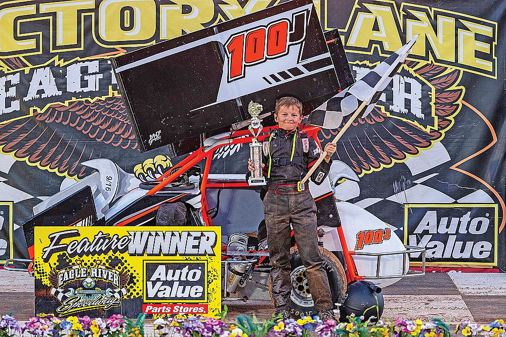 Blake Joslin of Rhinelander claimed his first career 600 Micro Sprint feature victory at Eagle River Speedway Tuesday, July 16. (Flintography for Eagle River Speedway)