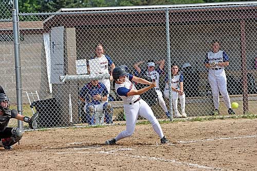 Marlee Strasburg reaches first base in the third inning against Marshfield during the Rod Timm Memorial Girls’ Fast Pitch Tournament Saturday, July 20 at Sara Park in Tomahawk. (Photo by Brett LaBore/Lakeland Times)