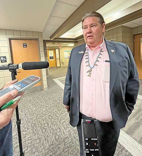 GLITC chief executive officer Brian Bainbridge talks to members of the media following a July 25 Oneida County board of adjustment meeting regarding the construction of a youth wellness center in the town of Cassian. (Photo by Trevor Greene/Lakeland Times)