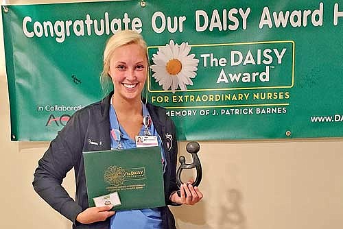Aspirus Hospital recently honored Brianna Stanke, RN, with the DAISY Award for Extraordinary Nurses in recognition of her commitment and patient-centered approach to care. Stanke works in the Aspirus Rhinelander Hospital Birthing Center. (Submitted photo)