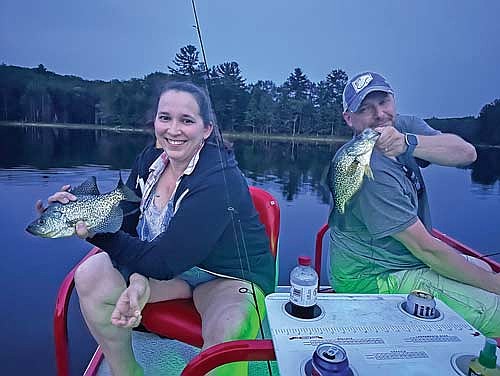 Alecia Eckerle and her husband, Mike, had a hard time baiting thier hooks fast enough to keep up with the crappies biting recently on Lake Samway. (Submitted photo)