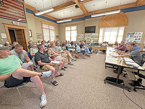 Residents of the City of Rhinelander’s Hodag Park neighborhood packed the council chambers at Rhinelander City Hall Wednesday evening, Aug. 14, 2024 to ask questions about a proposed street and utility project planned for 2025. (Photo by Heather Schaefer/River News)