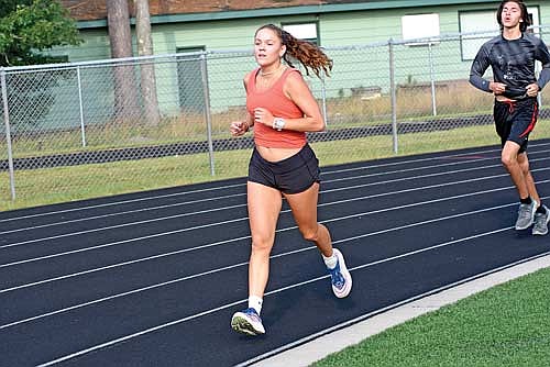 Stella Meza is one of three returning all-conference runners for the girls this season. (Photo by Brett LaBore/Lakeland Times)