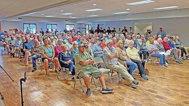 The main meeting room of the Woodruff community center was nearly filled to capacity for a special meeting of the Lac du Flambeau town board on Friday, Aug. 23. (Photo by Brian Jopek/Lakeland Times)